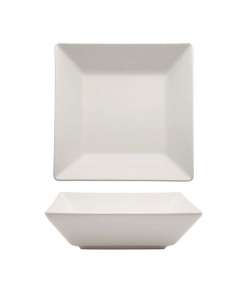 Boston Bianco Piatto Fondo Cm 17x17 Quadrato Stoneware M1934 Confezione Da 6