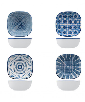 Hanami Blu Coppetta Fonda Cm 10,5x10,5 Set 8 Pezzi Decori Assortiti M1934