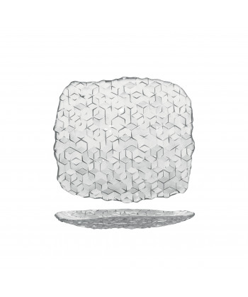 Vassoio Cubik Vetro Cm 19,5x17,5 Rettangolare Trasparente Confezione Da 6