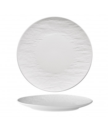 Piatto Piano Erosion Bianco Cm 27 Porcellana Effetto Pietra M1934 Confezione Da 3