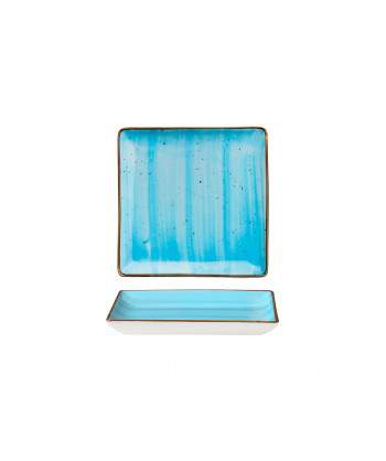 Piattino Quadro Azzurro Cm 9,9x9,9 Decorato A Mano M1934 Confezione Da 12