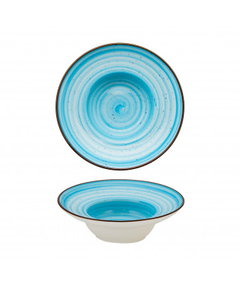 Mini Pasta Bowl Azzurro Ø Cm 13,9 H 4 Decorato A Mano M1934 Confezione Da 2
