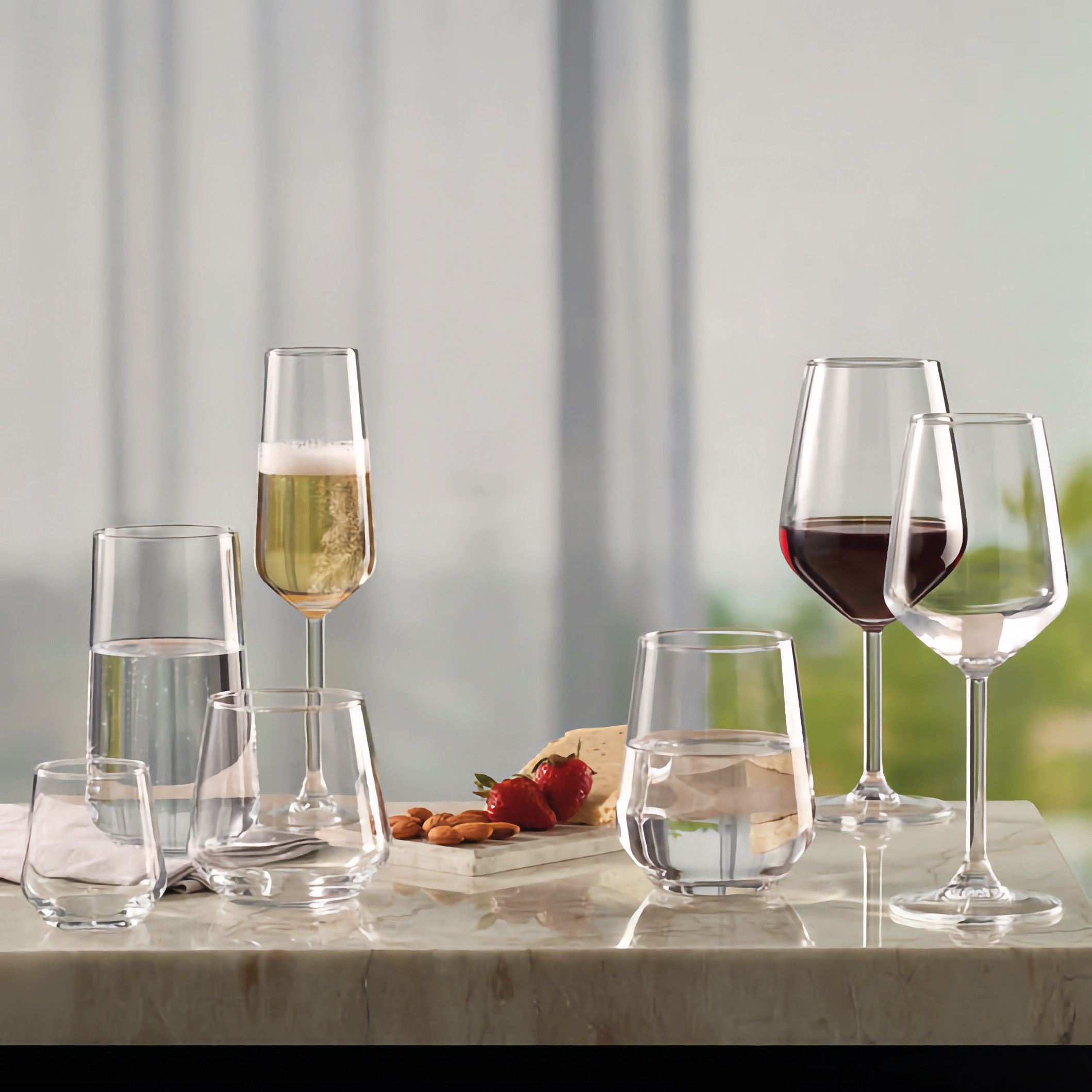 HOMLA Bicchiere Glossy Con Spiga Di Melograno - Vetro 0,35 L - Design Minimalista