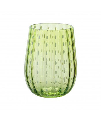 Bicchiere Acqua Gocce Verde Cl 40 Vetro Soffiato A Bocca H 10 Ø Cm 8,3 M1934 Confezione Da 6