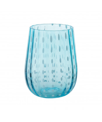 Bicchiere Acqua Gocce Azzurro Cl 40 Vetr Soffiato A Bocca H 10 Ø Cm 8,3 M1934 Confezione Da 6