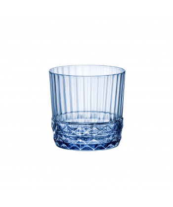 Bicchiere Rocks Cl 30 Sapphire Blue America' H 8,4 Ø Cm 8,4 Bormioli Rocco Confezione Da 6