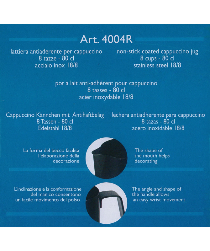Caraffa Per Latte Ilsa In Acciaio Inox - 3 Tazze, Argento, Perfetta Per Cappuccini E Latte Art - Foto 7
