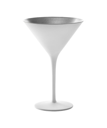 Olympic Bianco Silver Calice Cl 24 Cocktail H 17,2 Ø Cm 11,6 Stolzle Lausit Confezione Da 6