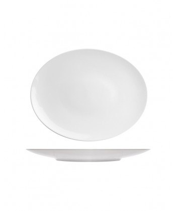 Florence Vassoio Ovale Cm 33x26 Bianco Lioness Porcellana Liscia Decorata Confezione Da 4