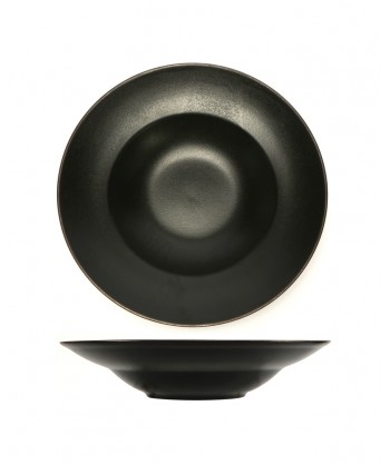 Stromboli Nero Pastabowl Ø Cm 27,5 Int. Ø Cm 17 Porcellana Metallizzata Lioness Confezione Da 4