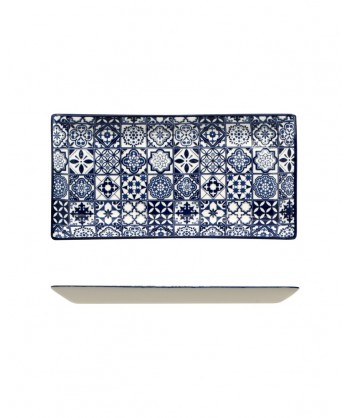 Sintra Blue Piatto Rett. Cm 23,7x12 Stoneware Decorato Lioness