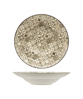 Sintra Nut Piatto Pasta Ø Cm 27,5 Int. Ø Cm 17 Stoneware Decorato Lioness Confezione Da 4