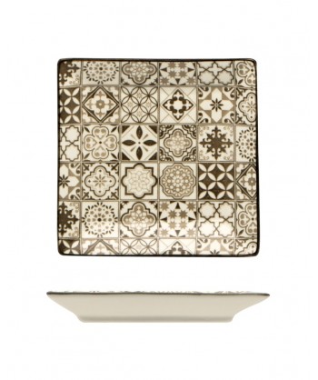 Sintra Nut Piatto Quad. Cm 13,5x13,5 Stoneware Decorato Lioness Confezione Da 8