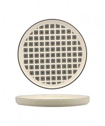 Mosaik Piatto Nordic Ø Cm 27 Black Stoneware Decorato Lioness Confezione Da 4