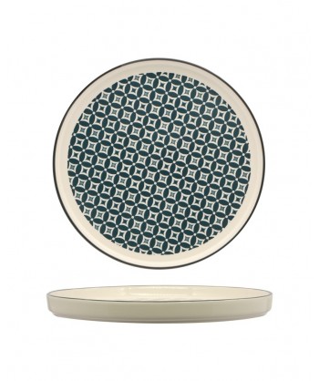 Mosaik Piatto Nordic Ø Cm 27 Blue Stoneware Decorato Lioness Confezione Da 4