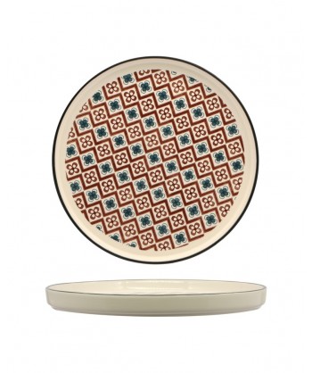 Mosaik Piatto Nordic Ø Cm 27 Brown Stoneware Decorato Lioness Confezione Da 4