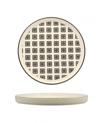 Mosaik Piatto Nordic Ø Cm 21 Black Stoneware Decorato Lioness Confezione Da 8