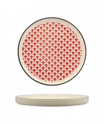 Mosaik Piatto Nordic Ø Cm 21 Red Stoneware Decorato Lioness Confezione Da 8