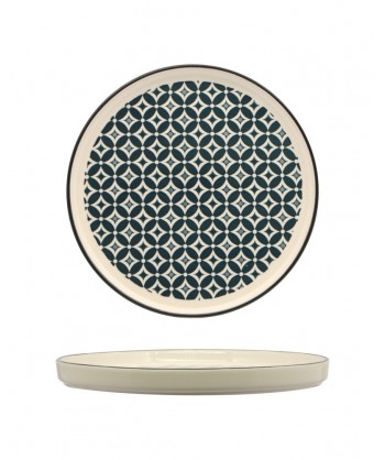 Mosaik Piatto Nordic Ø Cm 21 Blue Stoneware Decorato Lioness Confezione Da 8