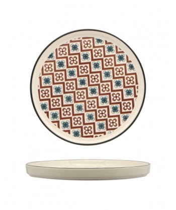 Mosaik Piatto Nordic Ø Cm 21 Brown Stoneware Decorato Lioness Confezione Da 8