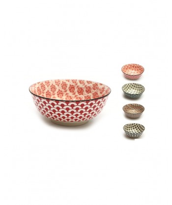 Mosaik Insalatiera Ø Cm 18 Stoneware Decori Assortiti Lioness Confezione Da 8