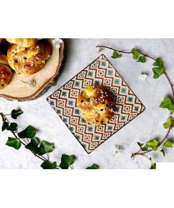 Mosaik Piattino Quadro Cm 13,5x13,5 Stoneware Decori Assortiti Lioness Confezione Da 8