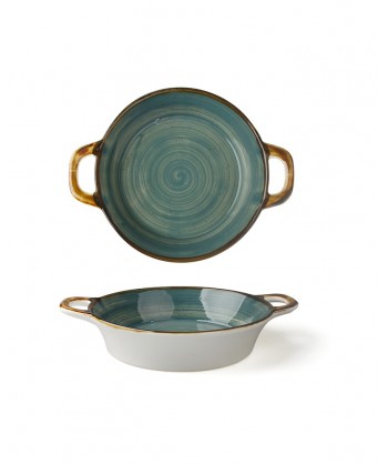 Just Tegamino 2 Manici Ø Cm 15 Ottanio Porcellana X Forno Decoro Mano Lioness Confezione Da 3