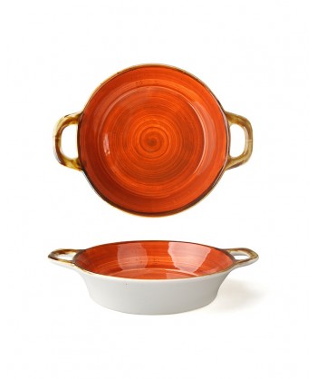 Just Tegamino 2 Manici Ø Cm 20 Rosso Porcellana X Forno Decoro Mano Lioness Confezione Da 3