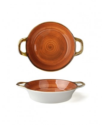 Just Tegamino 2 Manici Ø Cm 15 Rosso Porcellana X Forno Decoro Mano Lioness Confezione Da 3