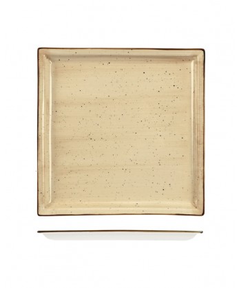 Justcolor Cream Piatto Quad. Cm 22x22 Porcellana Colorata Decoro Mano Lioness Confezione Da 4