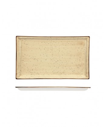 Justcolor Cream Piatto Rett. Cm 31x18 Porcellana Colorata Decoro Mano Lioness Confezione Da 3