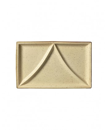 Justcolor Cream Piatto Rett. Cm 36,5x23 Porcellana Colorata Decoro Mano Lioness Confezione Da 2