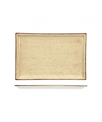 Justcolor Cream Piatto Rett. Cm 31x22 Porcellana Colorata Decoro Mano Lioness Confezione Da 3