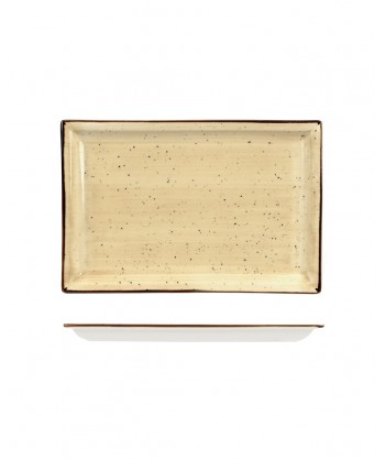 Justcolor Cream Piatto Rett. Cm 27x18 Porcellana Colorata Decoro Mano Lioness Confezione Da 4