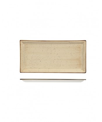 Justcolor Cream Piatto Rett. Cm 36x18 Porcellana Colorata Decoro Mano Lioness Confezione Da 3