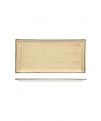 Justcolor Cream Piatto Rett. Cm 31x14 Porcellana Colorata Decoro Mano Lioness Confezione Da 4