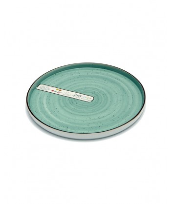 Justcolor Green Piatto Nordic Ø Cm 28,5 Porcellana Colorata Decoro Mano Lioness Confezione Da 2