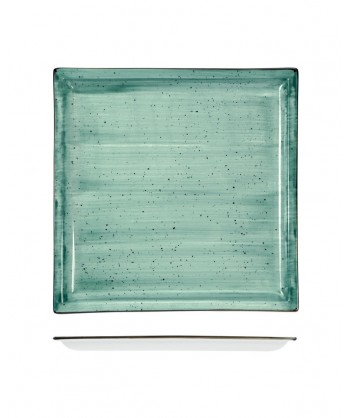 Justcolor Green Piatto Quad. Cm 29x29 Porcellana Colorata Decoro Mano Lioness Confezione Da 3