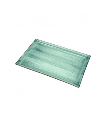 Justcolor Green Piatto Rett Cm 36,5x22,8 Porcellana Colorata Decoro Mano Lioness Confezione Da 3