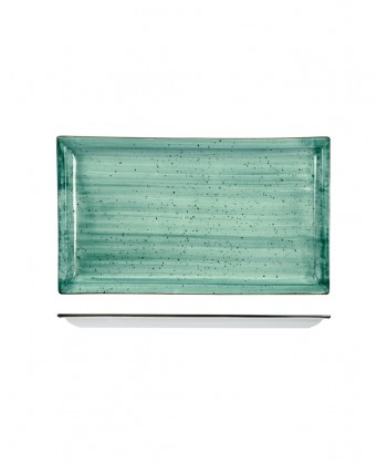 Justcolor Green Piatto Rett. Cm 31x18 Porcellana Colorata Decoro Mano Lioness Confezione Da 3