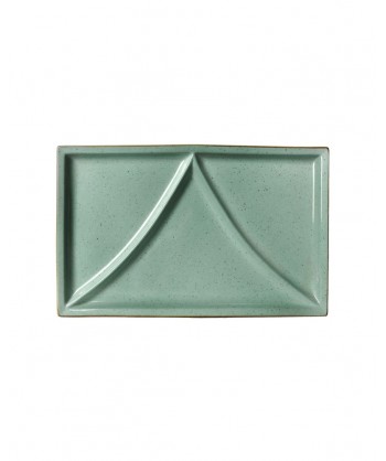 Justcolor Green Vassoio Cm 36,5x23 3 Scomparti Porcellana Dec.mano Lioness Confezione Da 2