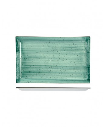 Justcolor Green Piatto Rett. Cm 31x22 Porcellana Colorata Decoro Mano Lioness Confezione Da 3