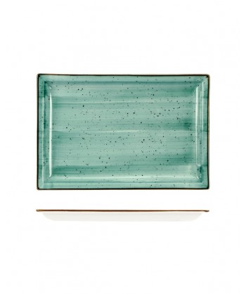 Justcolor Green Piatto Rett Cm 27,2x18,2 Porcellana Colorata Decoro Mano Lioness Confezione Da 4