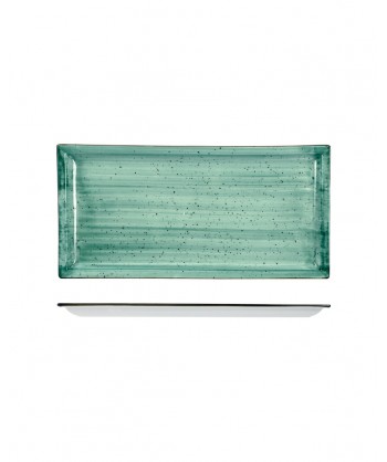 Justcolor Green Piatto Rett. Cm 36x18 Porcellana Colorata Decoro Mano Lioness Confezione Da 3