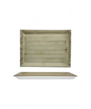 Justcolor Noisette Piatto Cm 36,5x22,8 Porcellana Satinata Decoro Mano Lioness Confezione Da 3