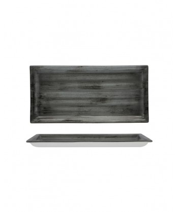 Justcolor Grey Piatto Rett. Cm 36,5x18,2 Porcellana Satinata Decoro Mano Lioness Confezione Da 3