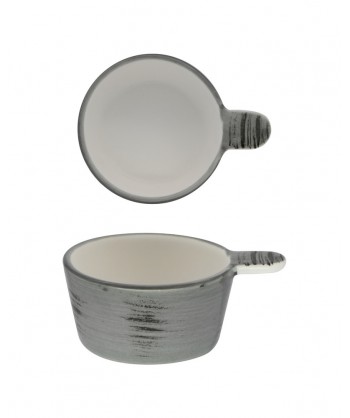 Justcolor Grey Ciotola C/manic Cm 11x8,5 H 4,1 Porc.satinata Decoro Mano Lioness Confezione Da 6