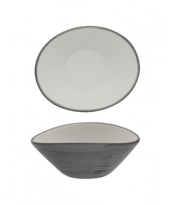 Justcolor Grey Coppetta Ovale Cm 12x10,2 H 4,6 Porc.satinata Decoro Mano Lioness Confezione Da 6