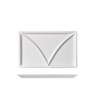 Justwhite Piatto 3 Scomparti Cm 36,5x23 Porcellana Bianca Lioness Confezione Da 2