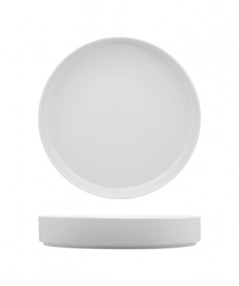 Justwhite Piatto Tondo Ø Cm 22,8 H 4 Bordo Alto Porcellana Bianca Lioness Confezione Da 4